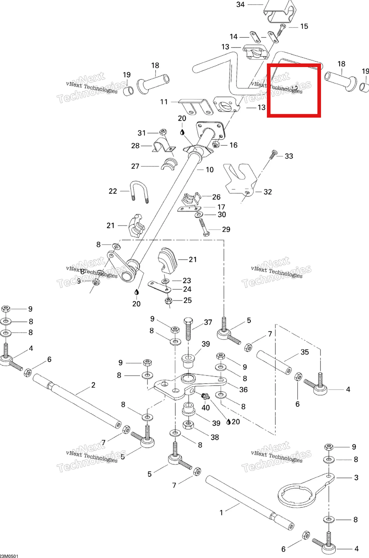 Деталь 506151812 на схеме узла 2005 Ski-Doo Tundra R Steering System