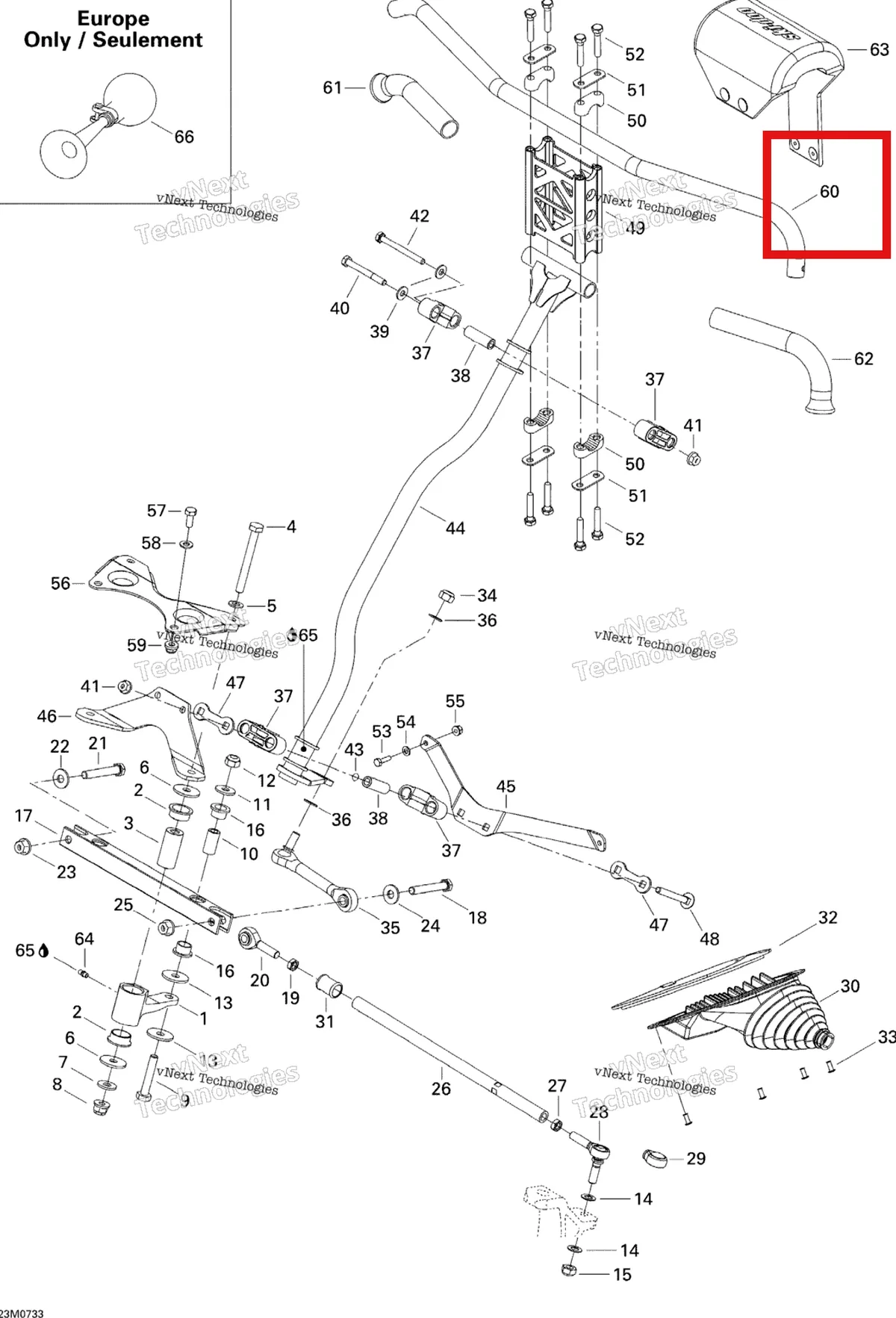 Деталь 506151820 (Руль) на схеме узла 2007 Ski-Doo MX Z 440X Racing Steering System