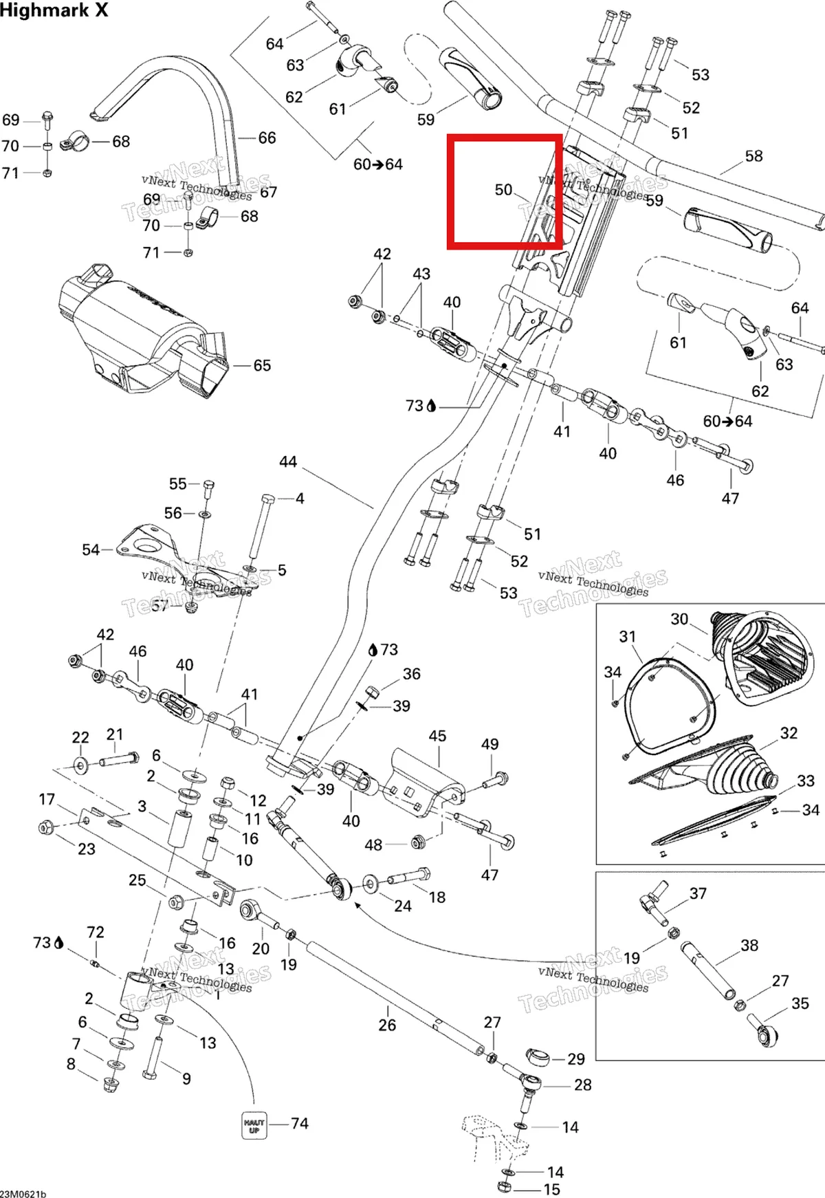 Схема применяемости: Руль Extension Ski-Doo 506151848