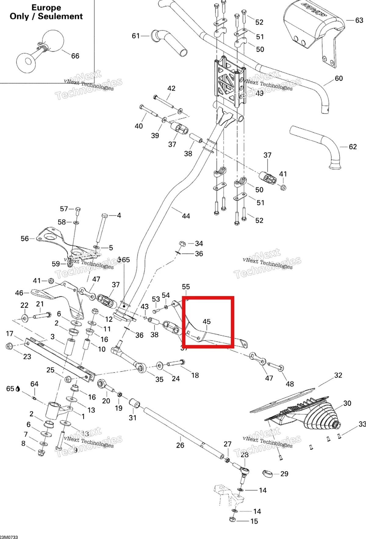Деталь 506151854 (Держатель) на схеме узла 2007 Ski-Doo MX Z 440X Racing Steering System