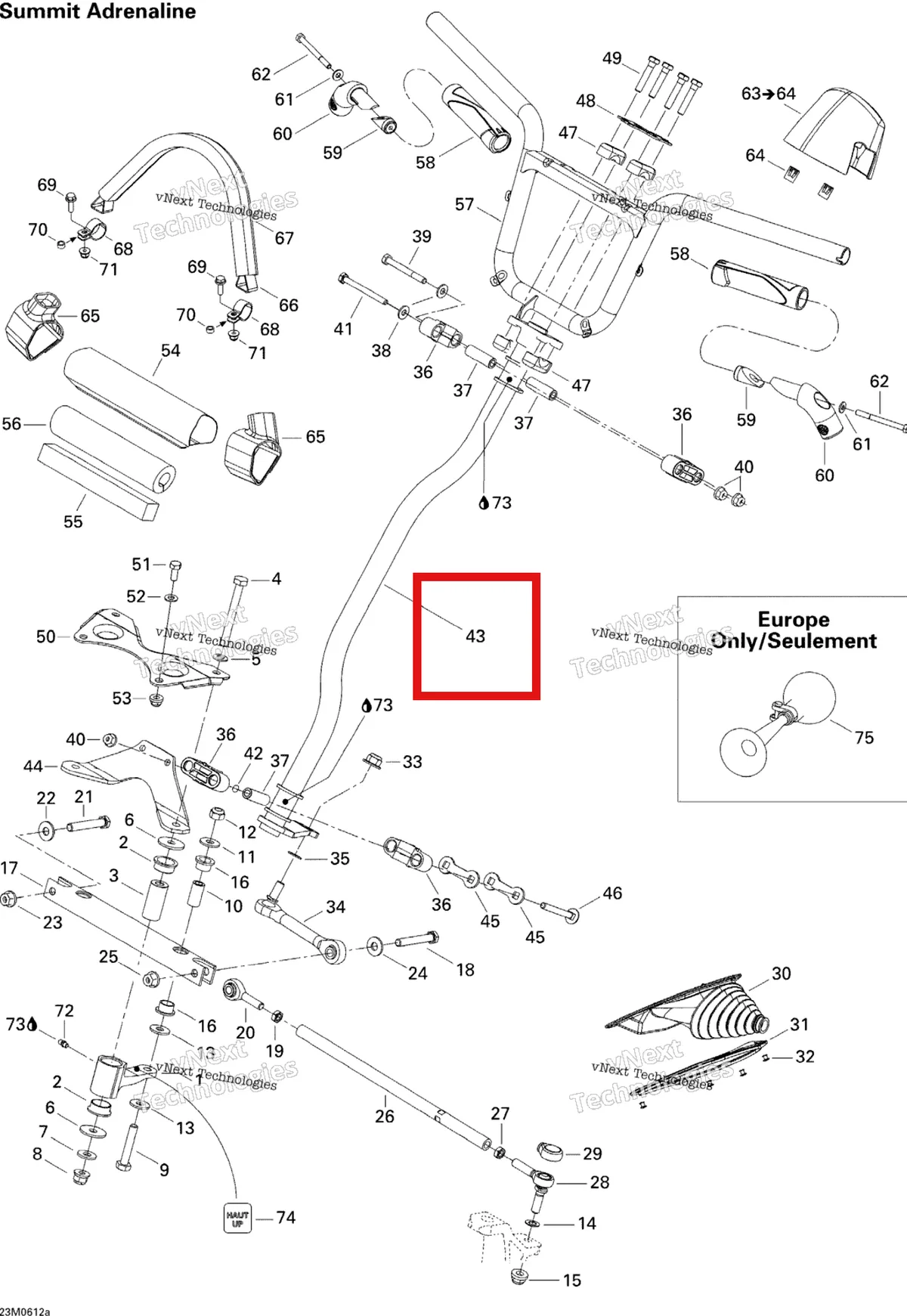 Схема применяемости: Основной трубка Ski-Doo 506151855