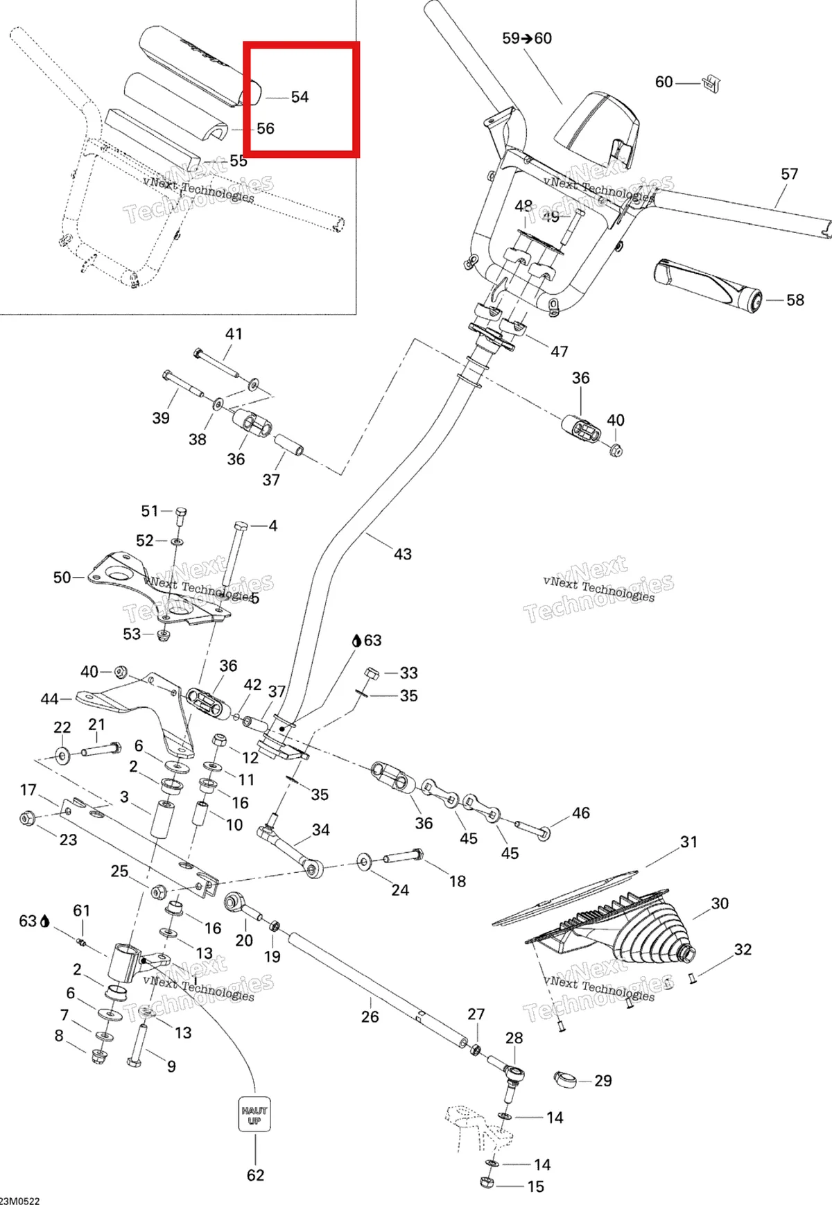 Деталь 506151966 на схеме узла 2005 Ski-Doo Expedition 550F Steering System