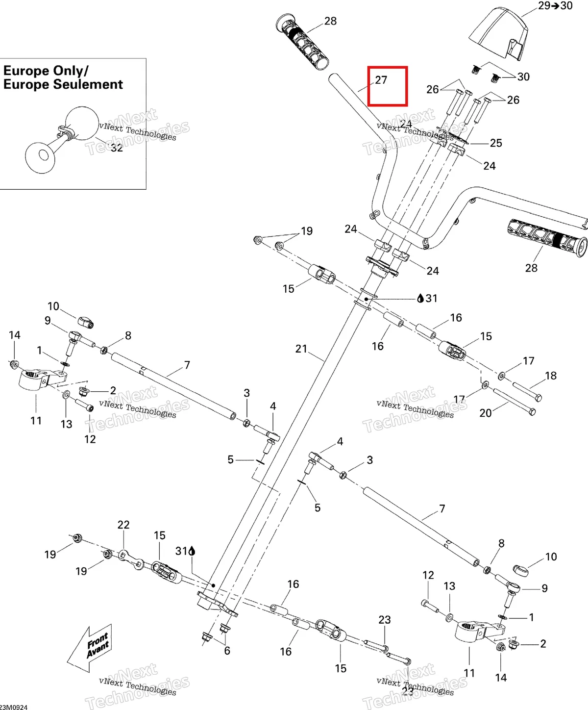 Деталь 506151986 (Руль) на схеме узла 2009 Ski-Doo Skandic Tundra Steering