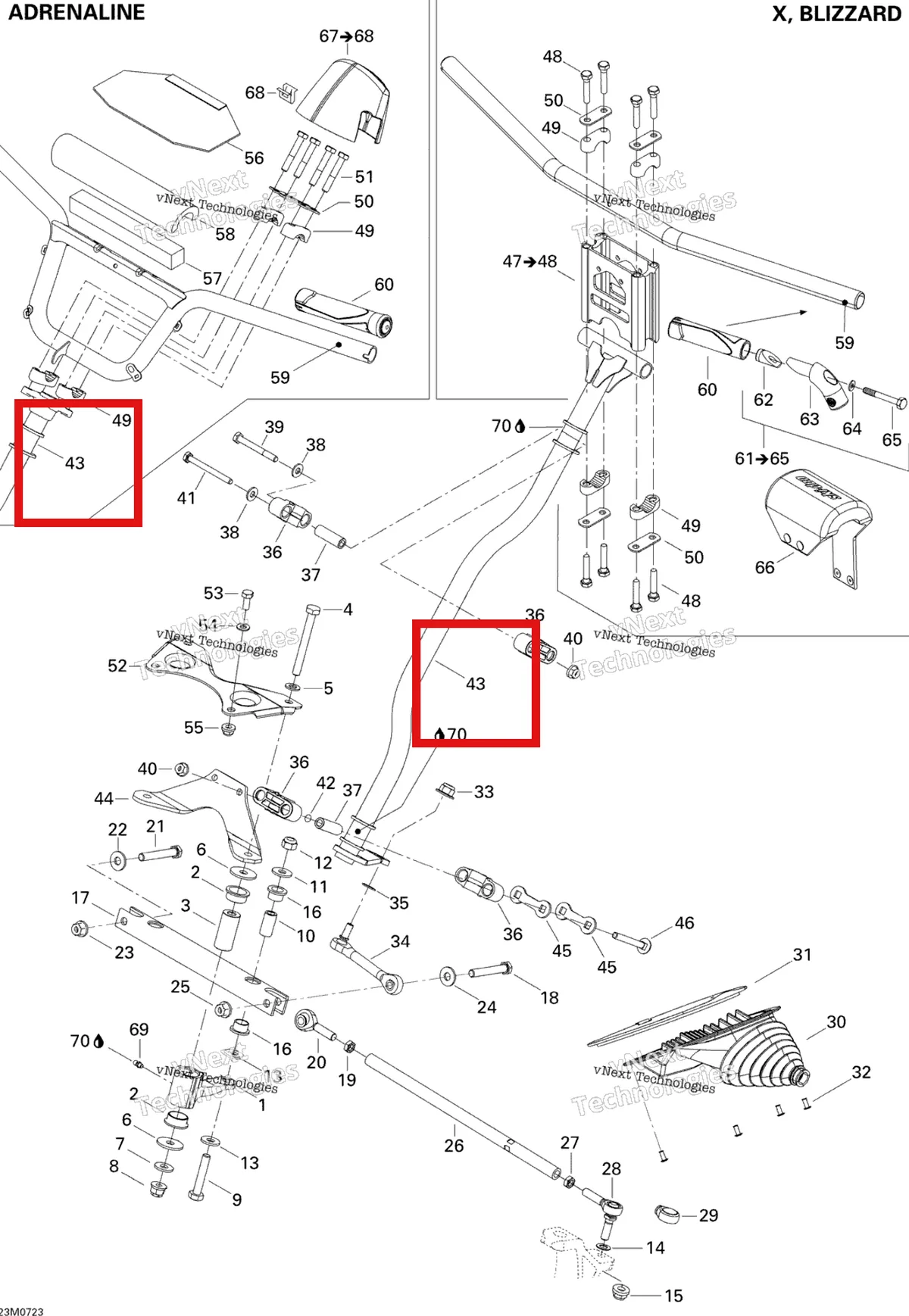 Деталь 506152125 на схеме узла 2007 Ski-Doo MX Z Blizzard 800 HO PTEK Steering System Blizzard