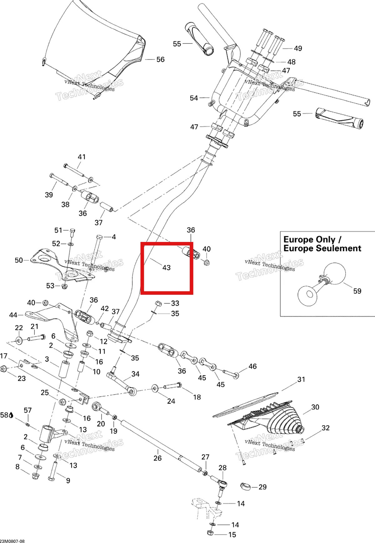 Деталь 506152135 на схеме узла 2008 Ski-Doo GTX LTD 600 HO SDI Steering