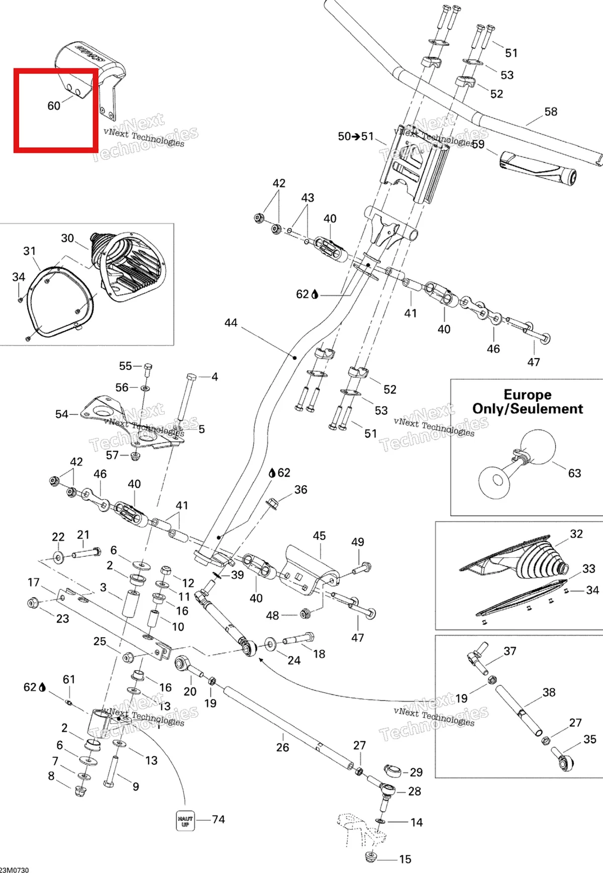 Деталь 506152166 на схеме узла 2007 Ski-Doo MACH Z X Steering System X