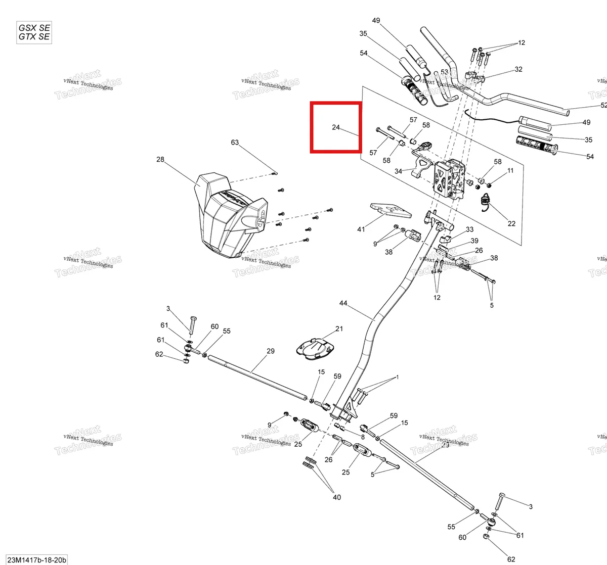 Деталь 506152197 на схеме узла 2014 Ski-Doo GSX SE 12004TEC XR Steering Se