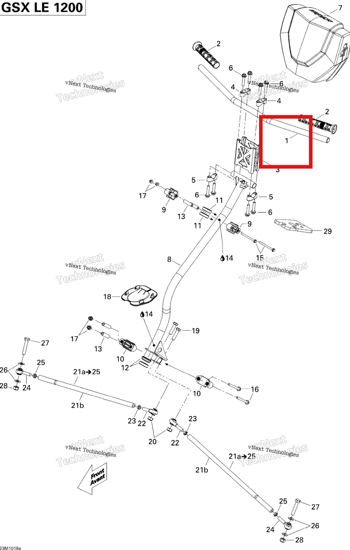 Деталь 506152203 (Руль) на схеме узла 2010 Ski-Doo GSX LE 1200 Steering 1200