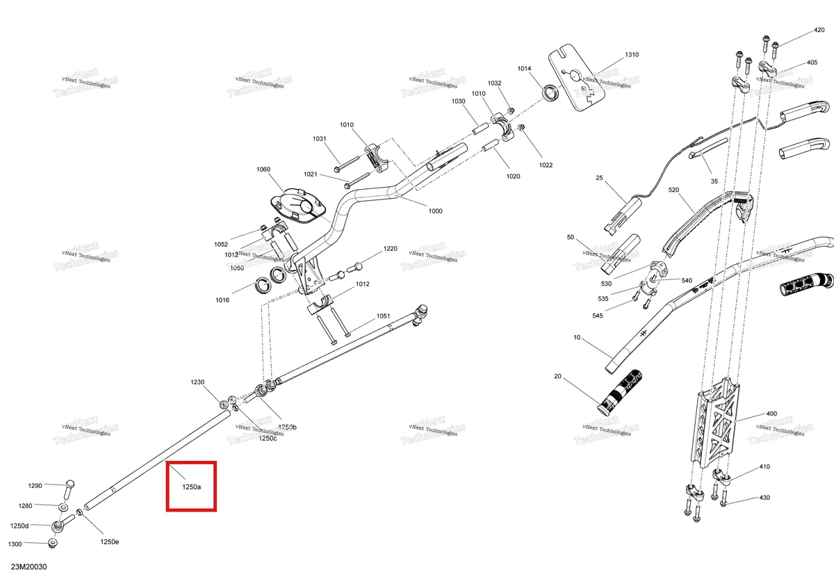 Деталь 506152482 (Деталь Tie-rod) на схеме узла 2020 Ski-Doo SUMMIT 600 CARB Steering - System