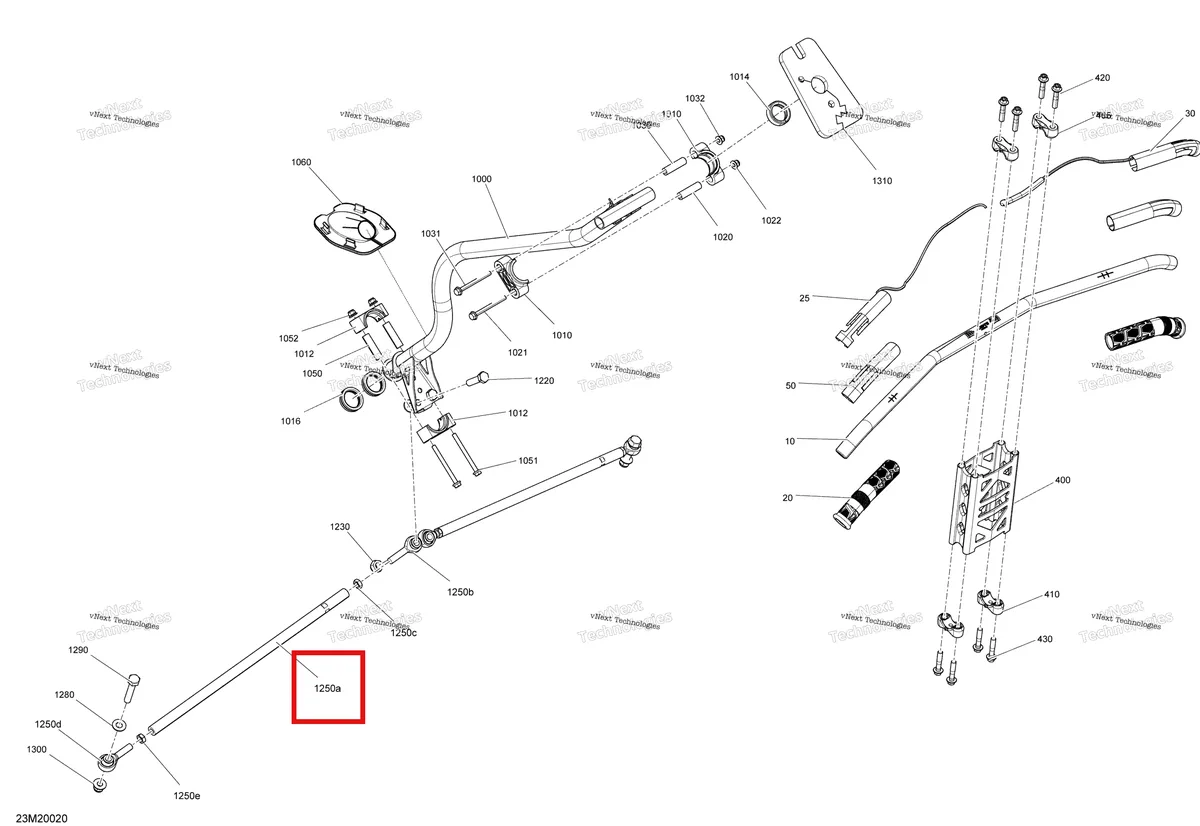 Деталь 506152498 (Деталь Tie-rod) на схеме узла 2020 Ski-Doo EXPEDITION SPORT 550F Steering - System