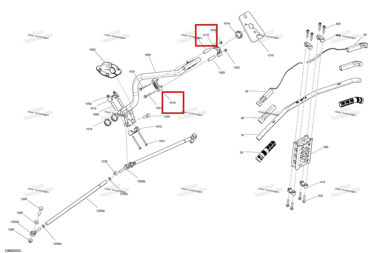 Деталь 506152508 (Деталь Upper Half-housing) на схеме узла 2020 Ski-Doo EXPEDITION SPORT 550F Steering - System