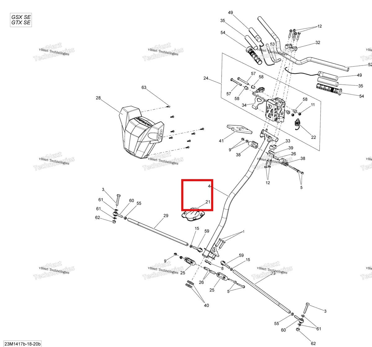 Деталь 506152601 на схеме узла 2014 Ski-Doo GRAND TOURING SE 12004TEC XR Steering Se