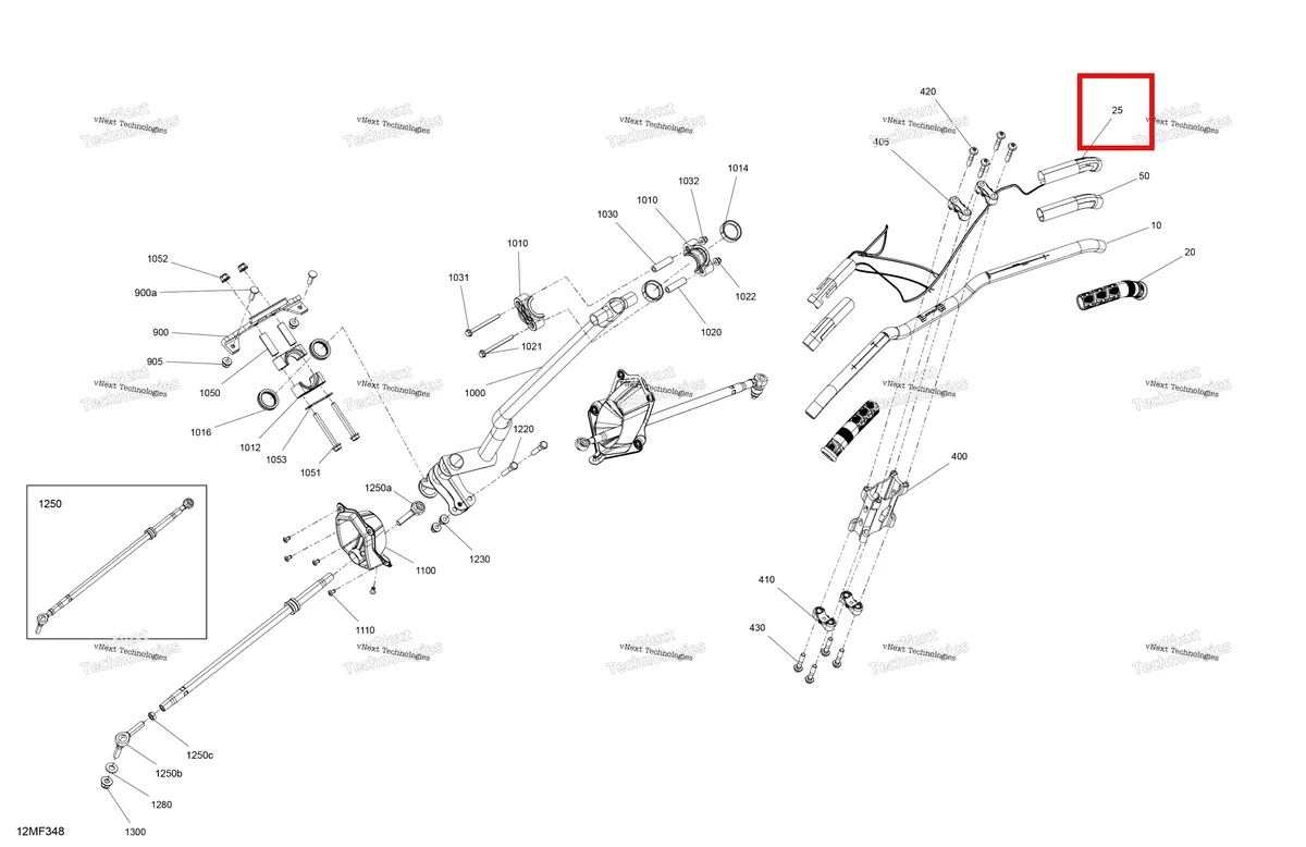 Деталь 506152856 на схеме узла 2026 Ski-Doo BACKCOUNTRY - Adrenaline - 850 E-TEC - UGTA - Deep Black - 16X146X2.0P Track Mechanic - Steering