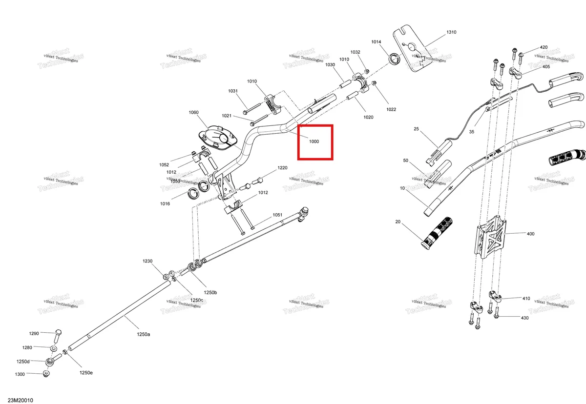 Деталь 506152962 (Деталь Main Tube. Engine - 600 Etec) на схеме узла 2020 Ski-Doo RENEGADE 600 CARB Steering - System