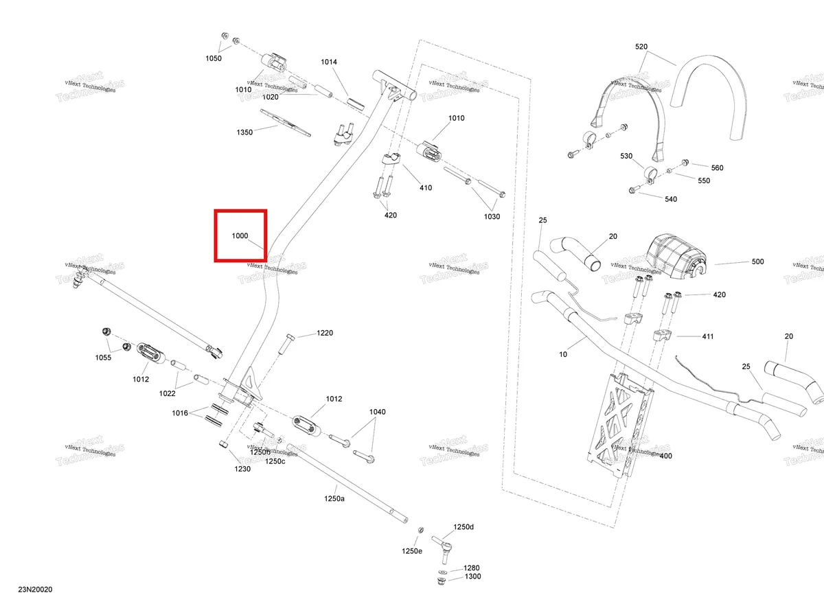 Деталь 506152964 (Деталь Main Tube. Engine - 900 Ace) на схеме узла 2020 Ski-Doo EXPEDITION SWT 900 ACE Steering - System