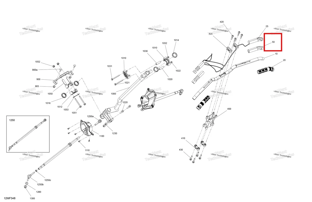 Деталь 506153176 на схеме узла 2026 Ski-Doo BACKCOUNTRY - Adrenaline - 850 E-TEC - UGTA - Deep Black - 16X146X2.0P Track Mechanic - Steering