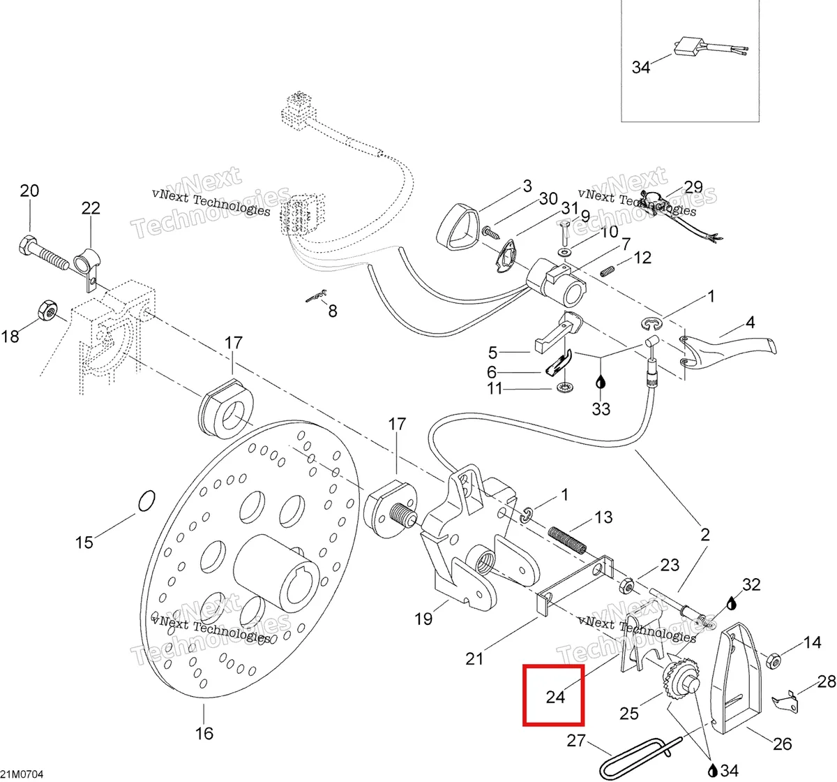 Деталь 507020200 (Пружина) на схеме узла 2007 Ski-Doo Skandic LT 440F Brakes