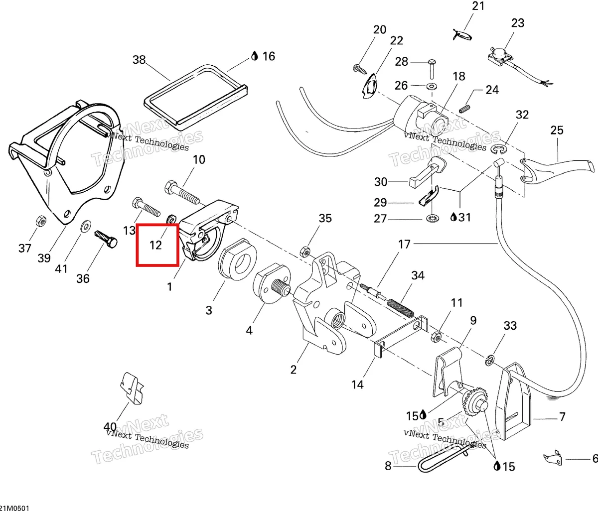 Деталь 507023600 (Деталь Lock-tab) на схеме узла 2005 Ski-Doo Tundra R Brake