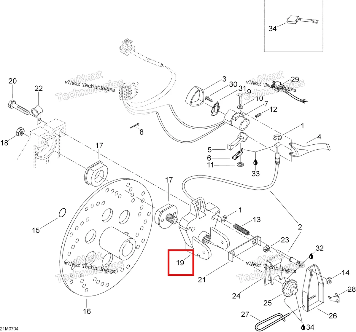 Деталь 507027600 (Деталь Brake Lining Holder) на схеме узла 2007 Ski-Doo Skandic LT 440F Brakes