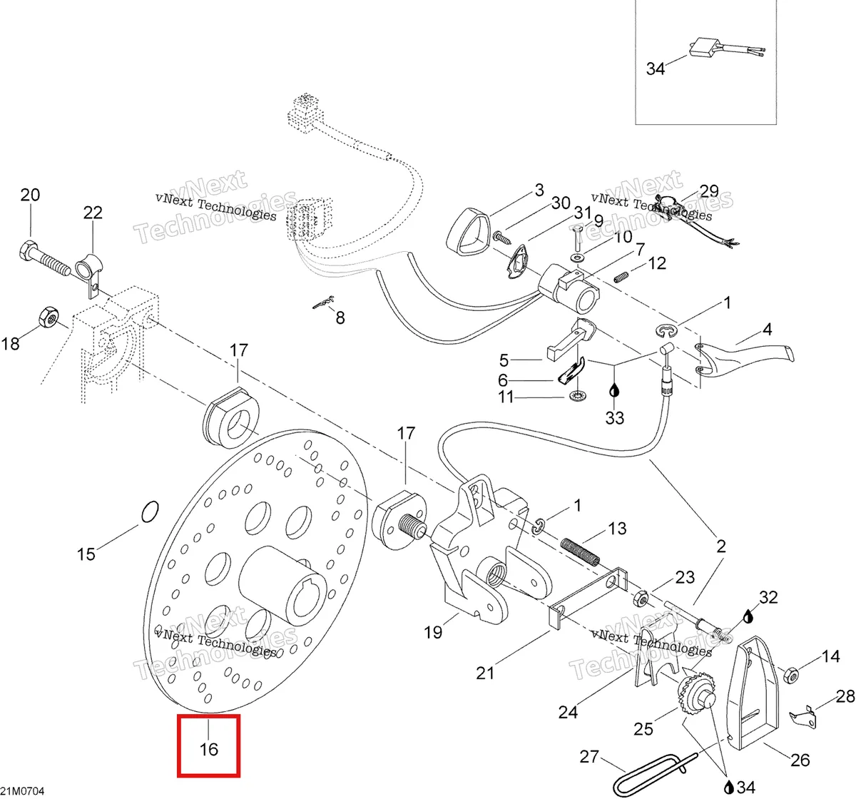 Деталь 507029000 (Деталь Brake Disc) на схеме узла 2007 Ski-Doo Skandic LT 440F Brakes