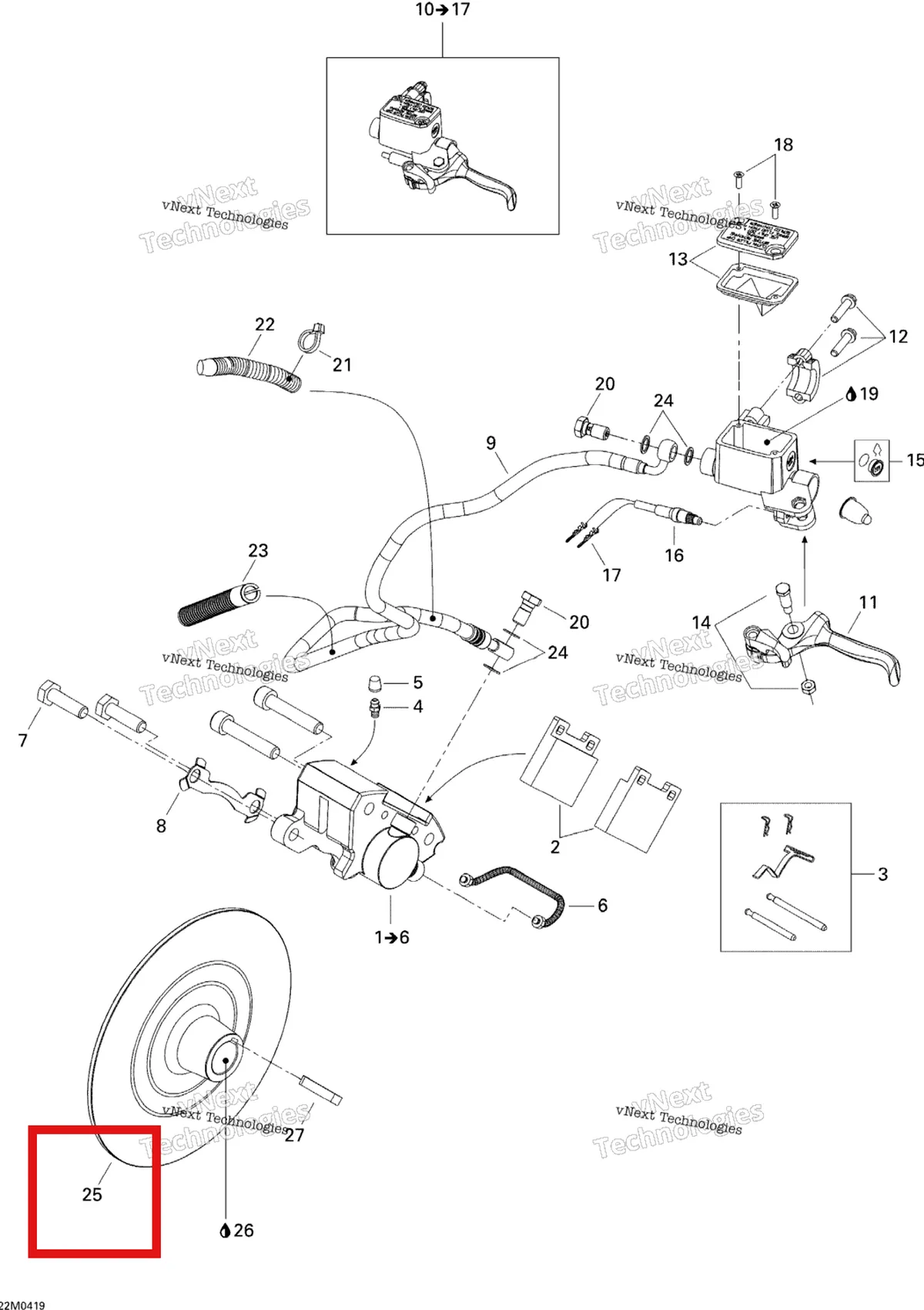 Схема применяемости: Тормоз DISK Ski-Doo 507031300