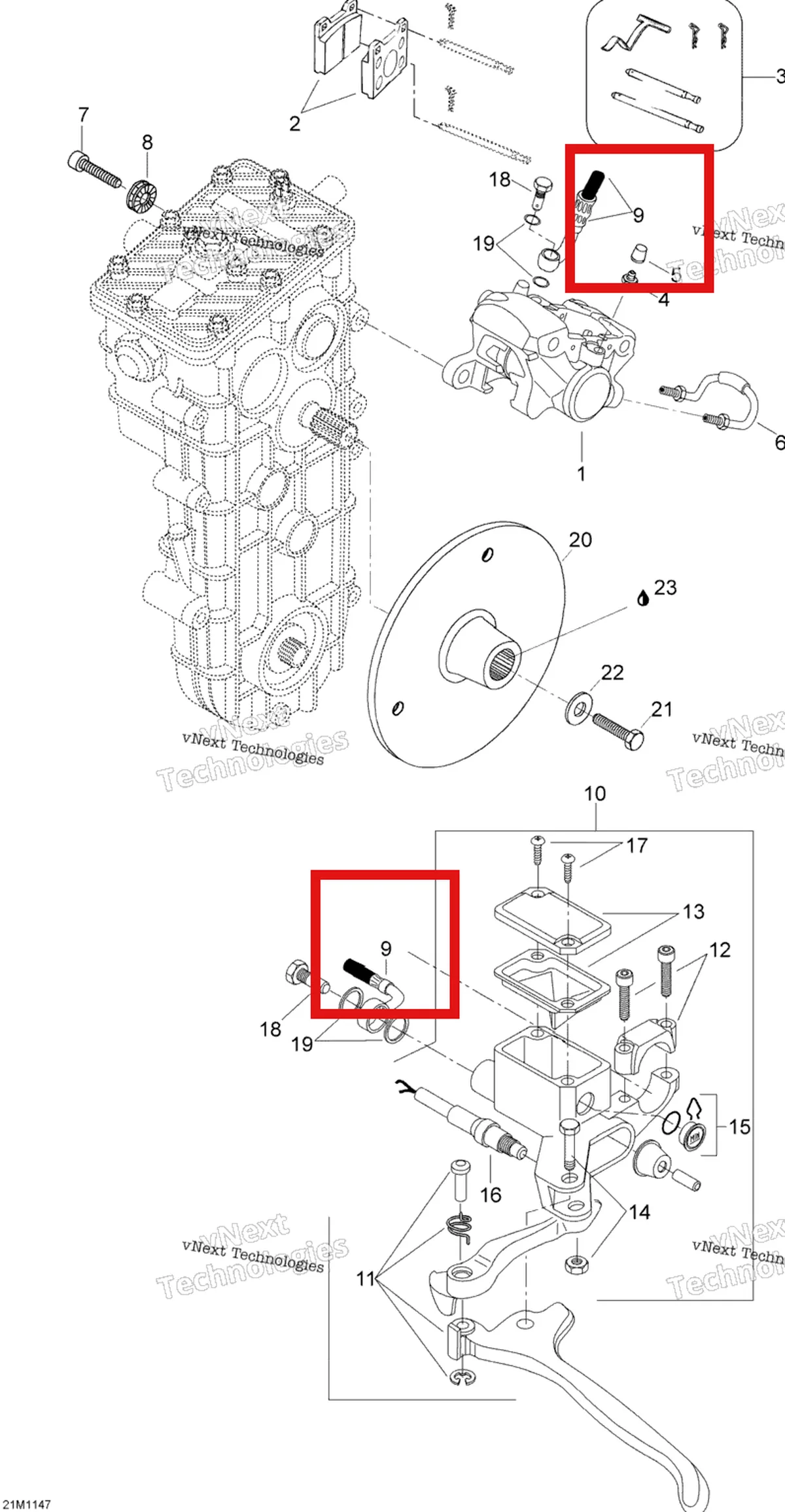 Деталь 507032237 (Шланг) на схеме узла 2012 Ski-Doo Skandic SWT V800 YetiII Brakes