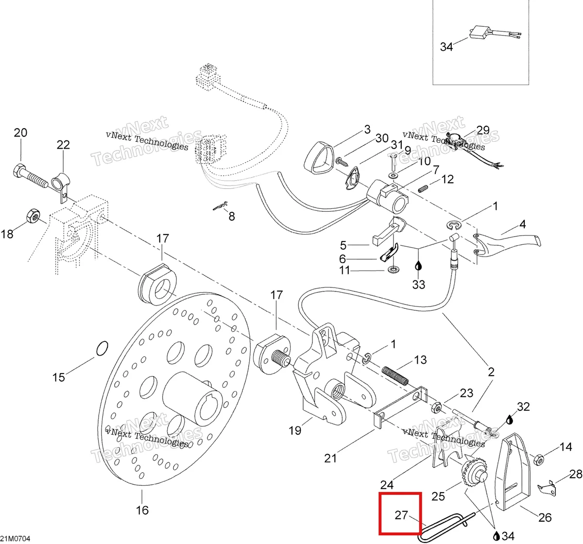 Деталь 507032306 (Штифт) на схеме узла 2007 Ski-Doo Skandic LT 440F Brakes