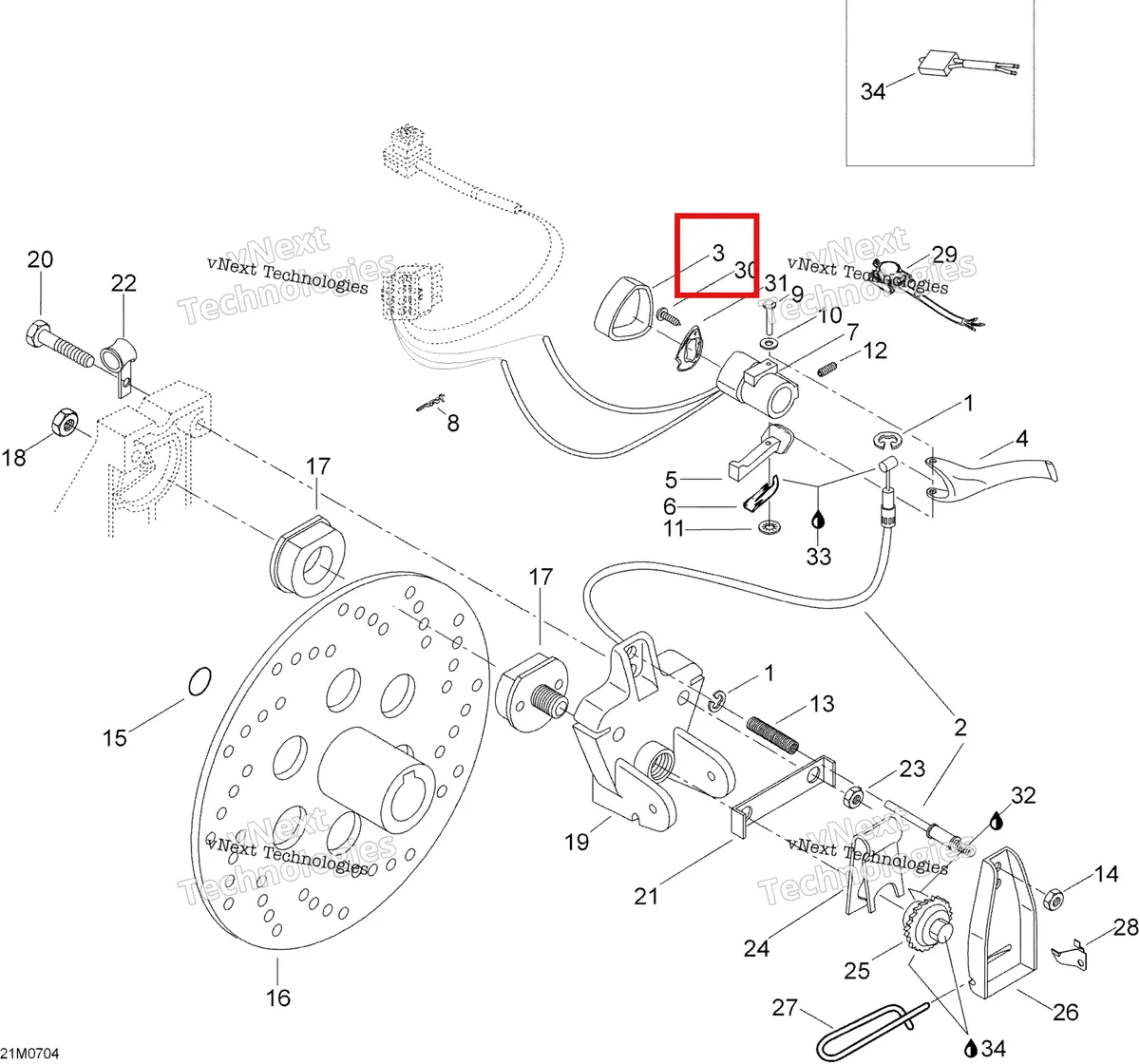Деталь 507032311 (Адаптер) на схеме узла 2007 Ski-Doo Skandic LT 440F Brakes