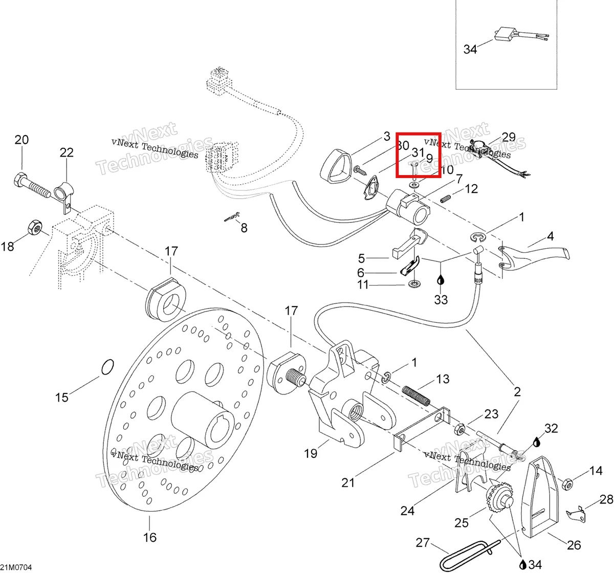 Деталь 507032328 на схеме узла 2007 Ski-Doo Skandic LT 440F Brakes