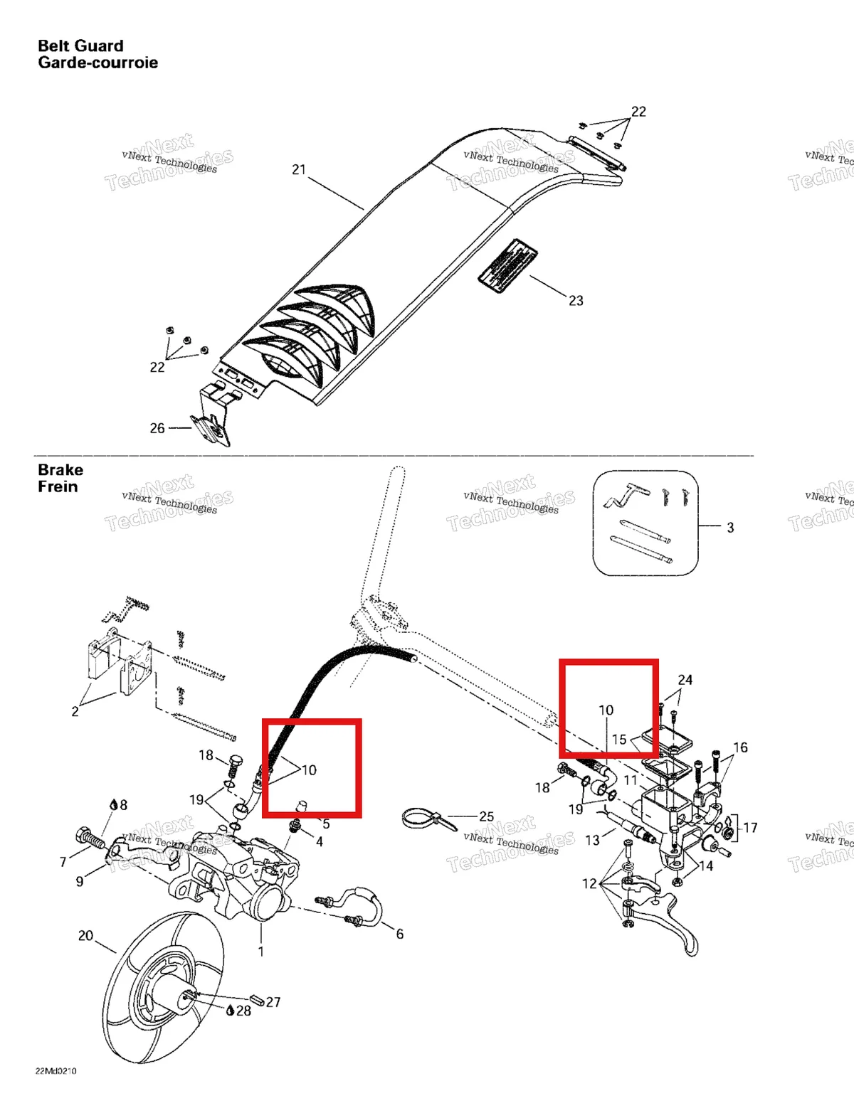Деталь 507032329 (Шланг) на схеме узла 2002 Ski-Doo MX Z X 440 Hydraulic Brake And Belt Guard