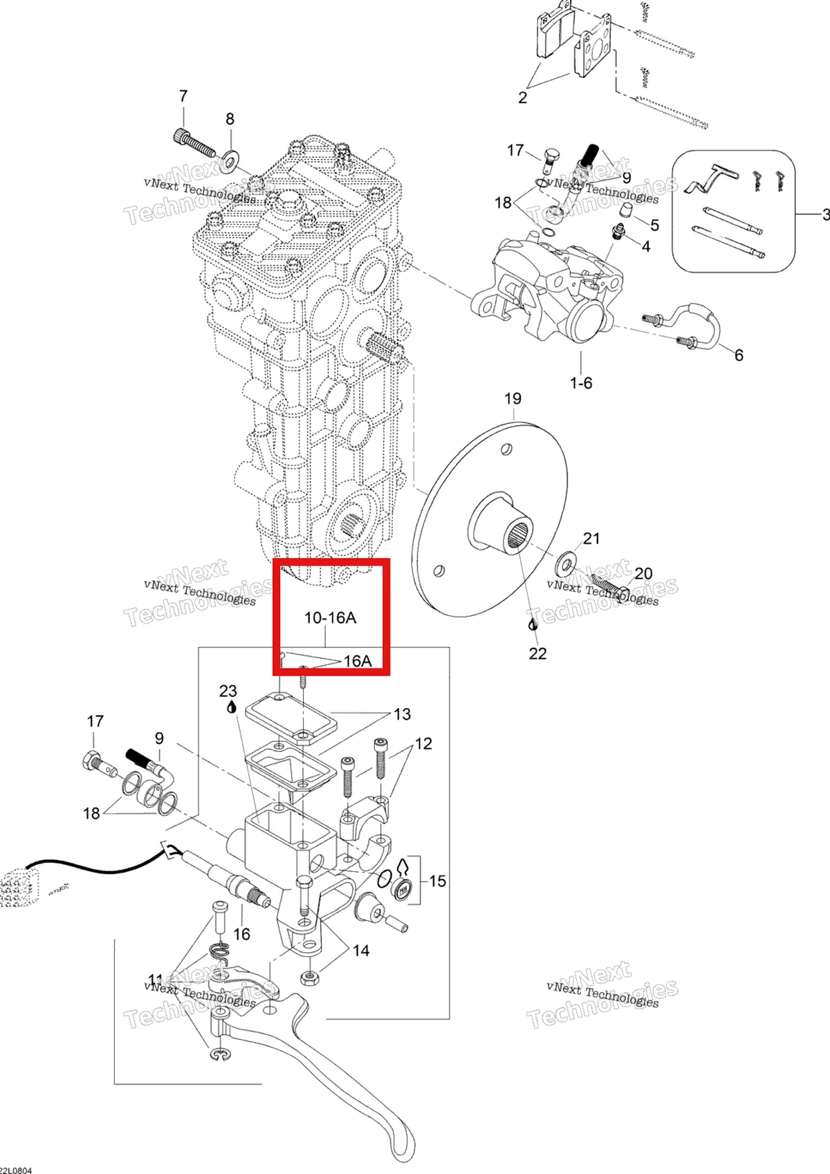 Деталь 507032362 (Деталь Master Cylinder. Includes Items 11 Thru 18) на схеме узла 2008 Ski-Doo Expedition V-1300 Hydraulic Brake