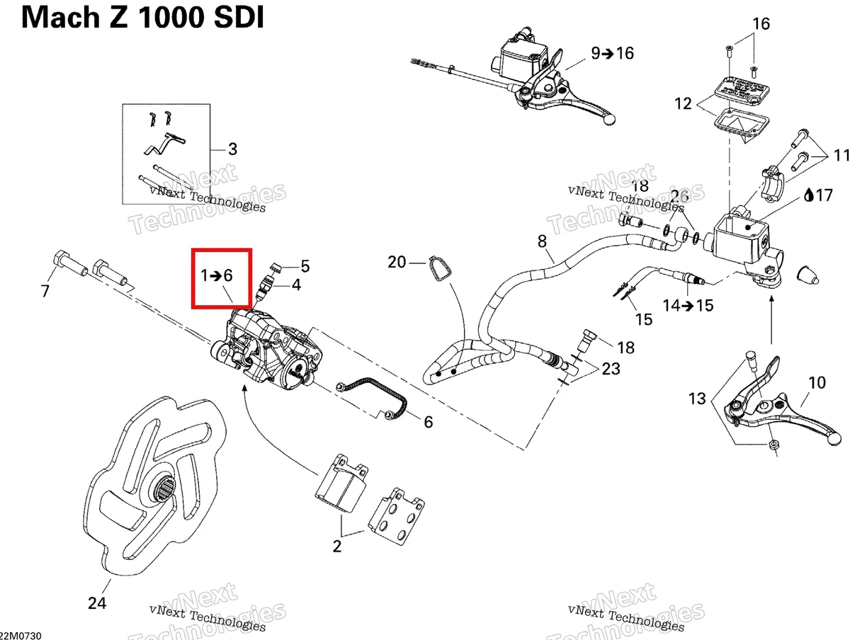 Деталь 507032387 на схеме узла 2007 Ski-Doo MACH Z Adrenaline Hydraulic Brakes Adr