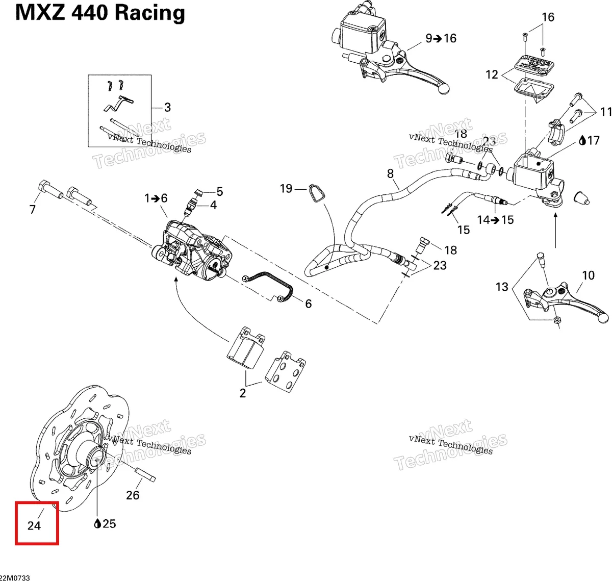 Деталь 507032395 (Деталь Brake Disk) на схеме узла 2007 Ski-Doo MX Z 440X Racing Hydraulic Brakes