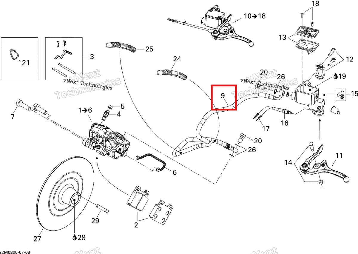 Деталь 507032397 на схеме узла 2008 Ski-Doo Summit Adrenaline 600HO SDI Hydraulic Brakes