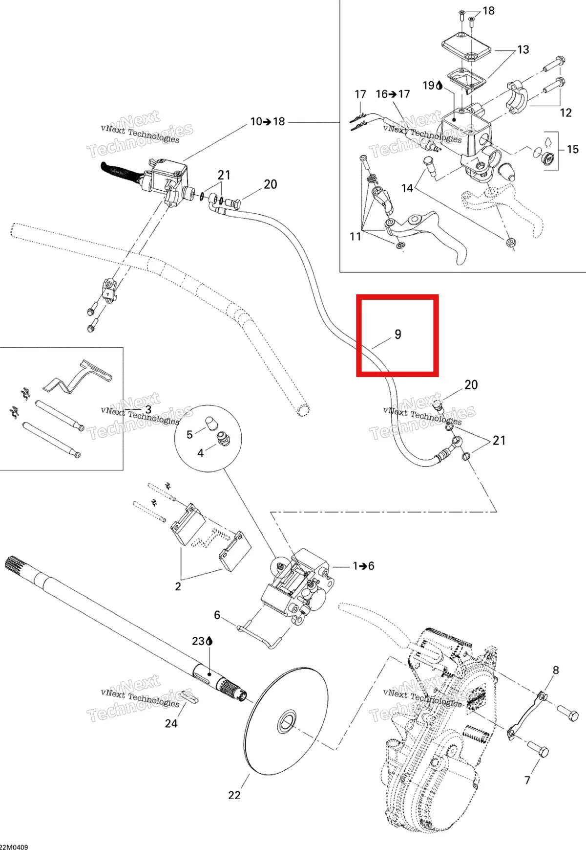 Деталь 507032401 на схеме узла 2005 Ski-Doo Legend V-1000 Hydraulic Brake