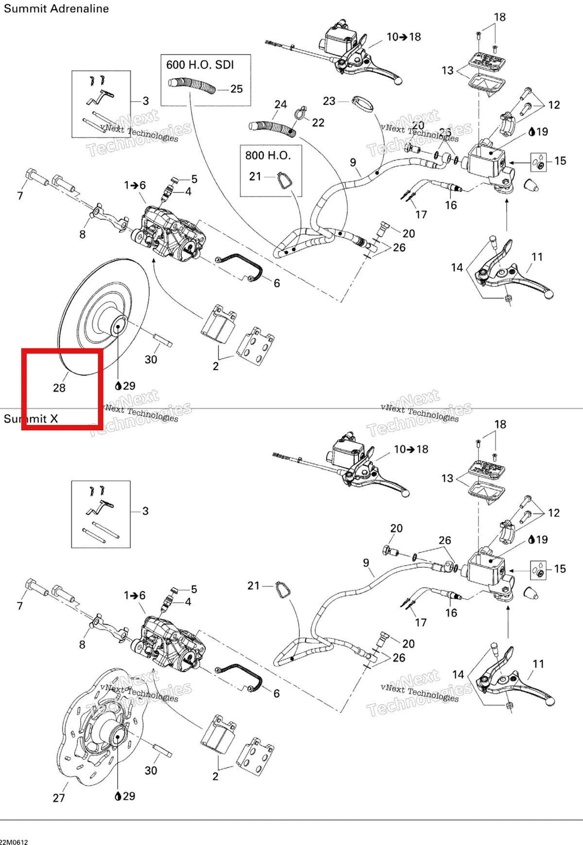 Схема применяемости: Тормоз Disk Ski-Doo 507032403