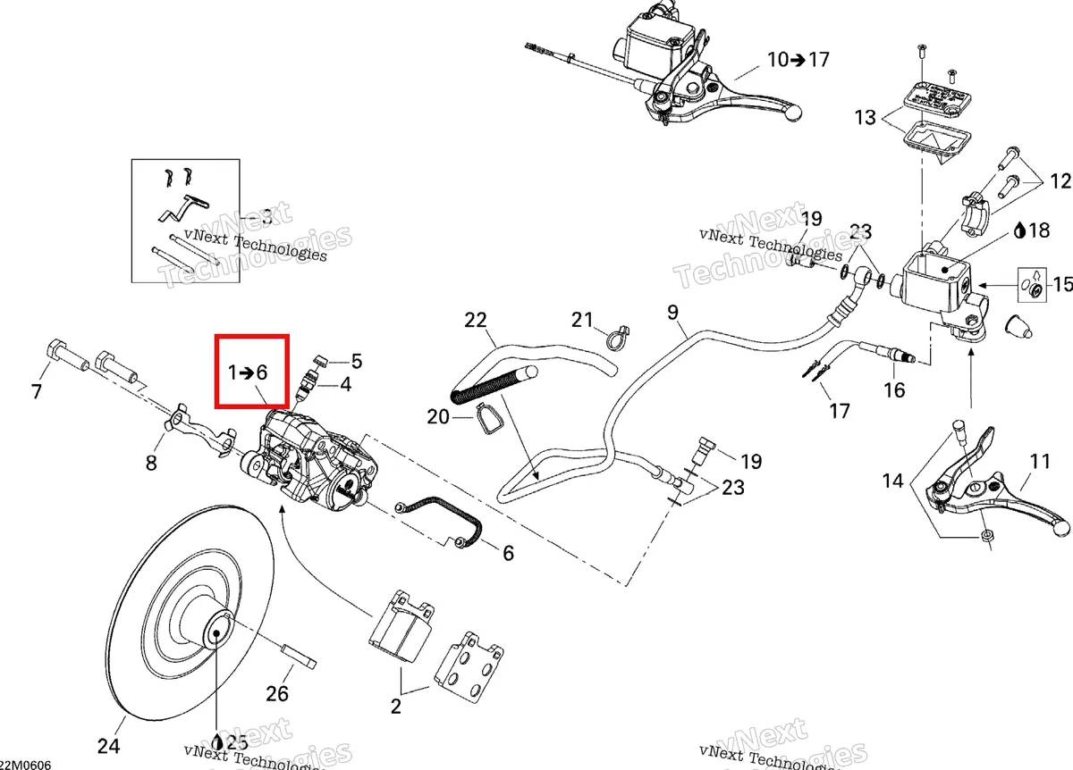 Деталь 507032415 на схеме узла 2006 Ski-Doo GSX 800 HO Hydraulic Brakes 800