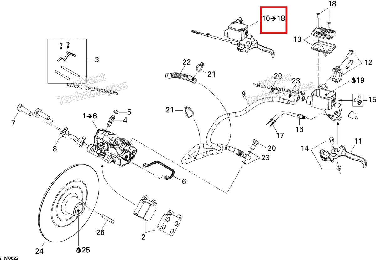 Деталь 507032421 на схеме узла 2006 Ski-Doo Expedition 550F Brakes