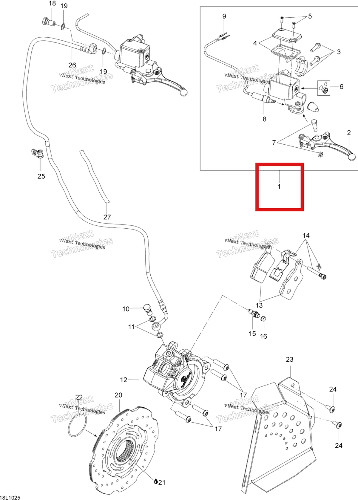 Деталь 507032432 (Деталь Cylinder Master Ass'y. Includes 1 To 9) на схеме узла 2010 Ski-Doo Expedition TUV SE 1200 REV-XU Hydraulic Brakes
