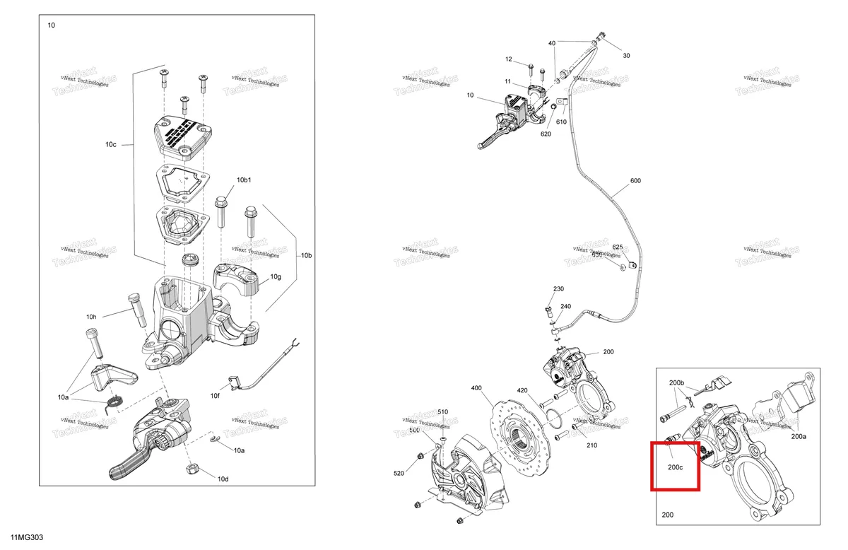 Деталь 507032475 (Штуцер) на схеме узла 2027 Ski-Doo SUMMIT - NEO + - 600 EFI - TXVA - Deep Black - 15X146X1.75HF Track Mechanic - Brakes