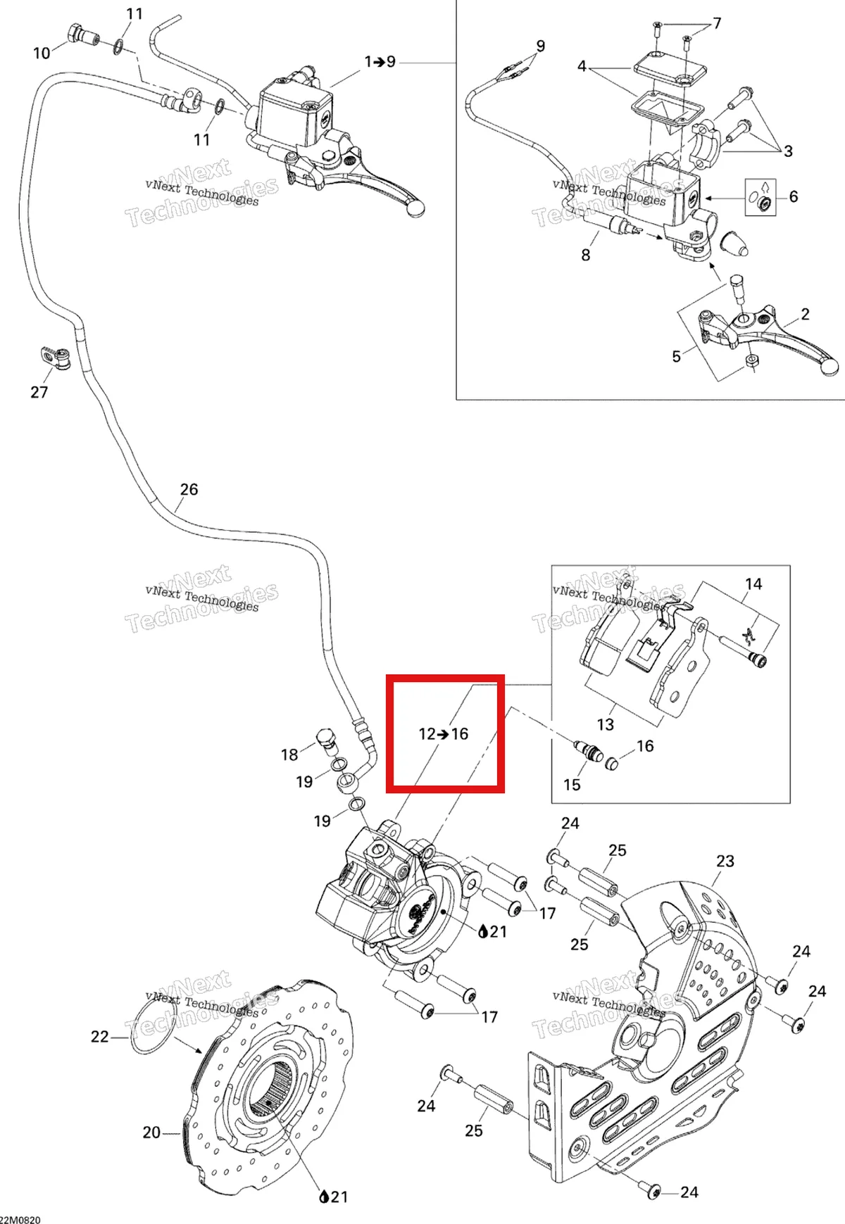Схема применяемости: Суппорт в сборе Ski-Doo 507032484