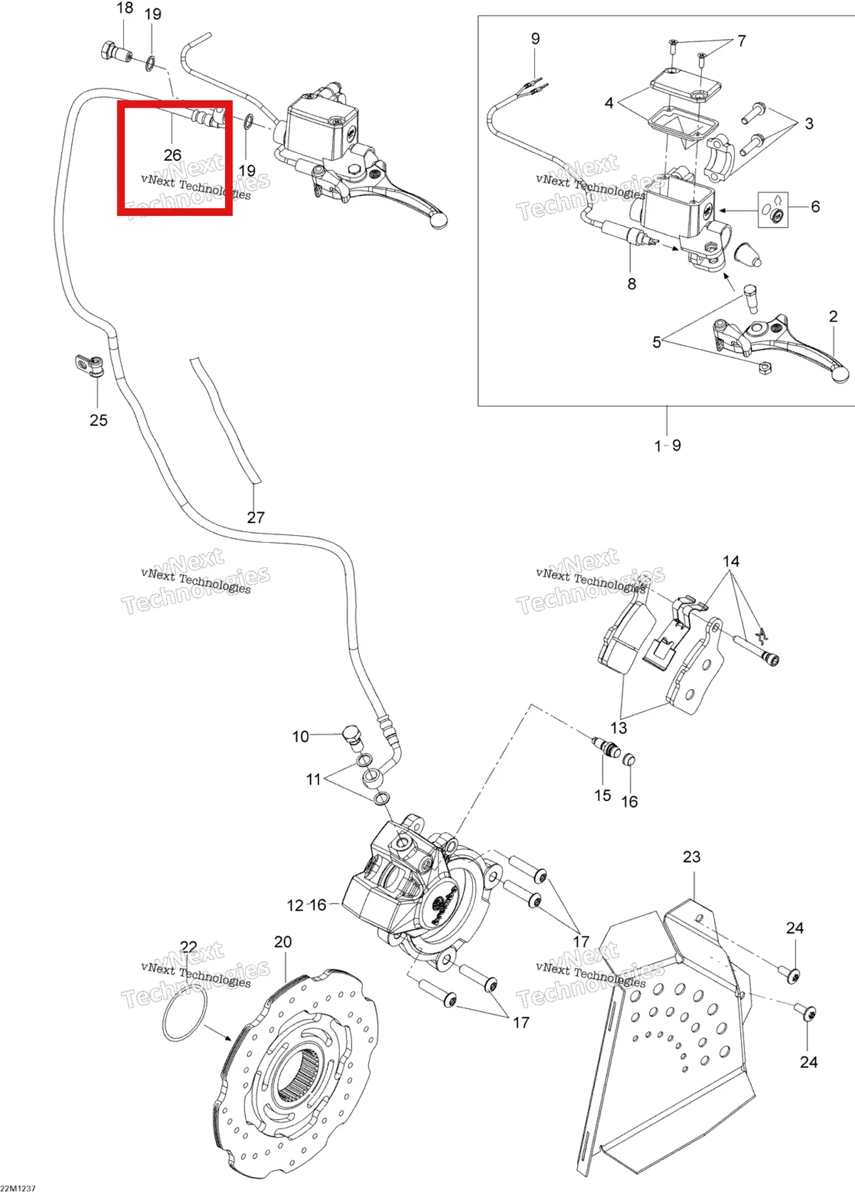 Деталь 507032494 (Шланг) на схеме узла 2012 Ski-Doo Expedition LE 600HOETEC XU Hydraulic Brakes