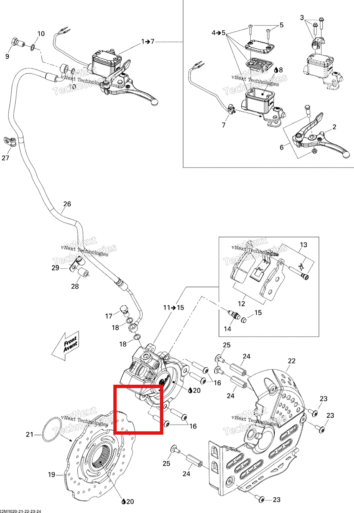 Деталь 507032502 (Шланг) на схеме узла 2010 Ski-Doo Grand-Touring Sport 550F Hydraulic Brakes