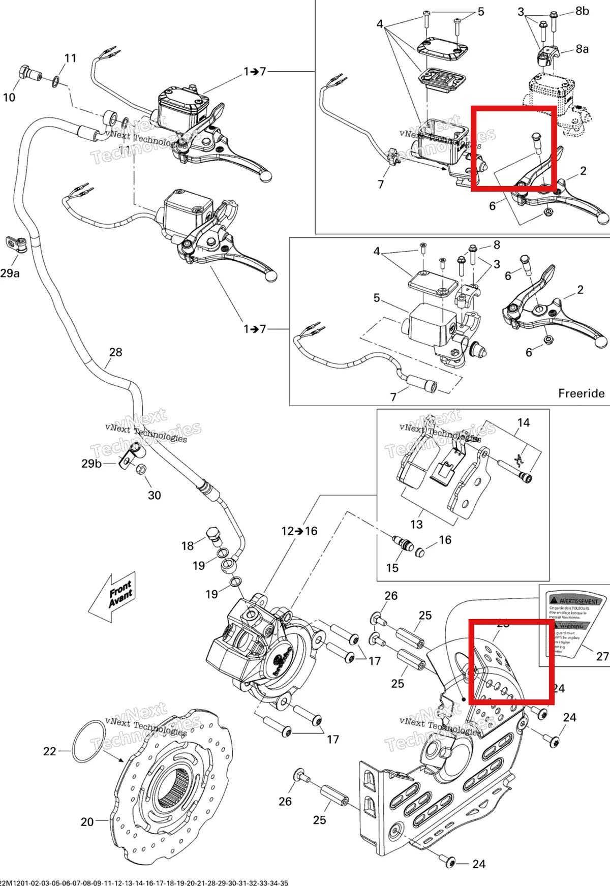 Деталь 507032510 (Деталь Master Cylinder Ass'y. Includes 1 To 7) на схеме узла 2012 Ski-Doo Freeride 137 & 146 & 154 800RETEC XP Hydraulic Brakes