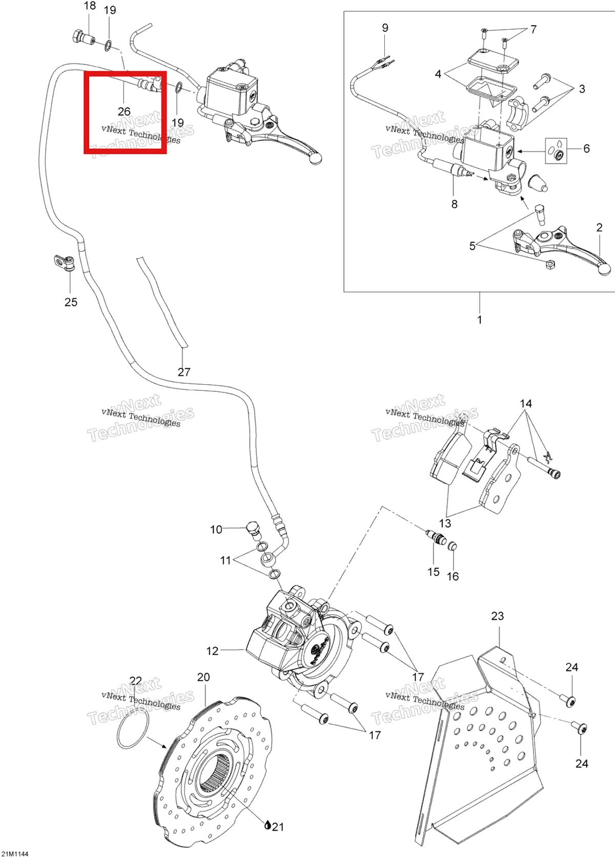 Деталь 507032515 (Шланг) на схеме узла 2011 Ski-Doo Expedition LE 1200 XU Brakes