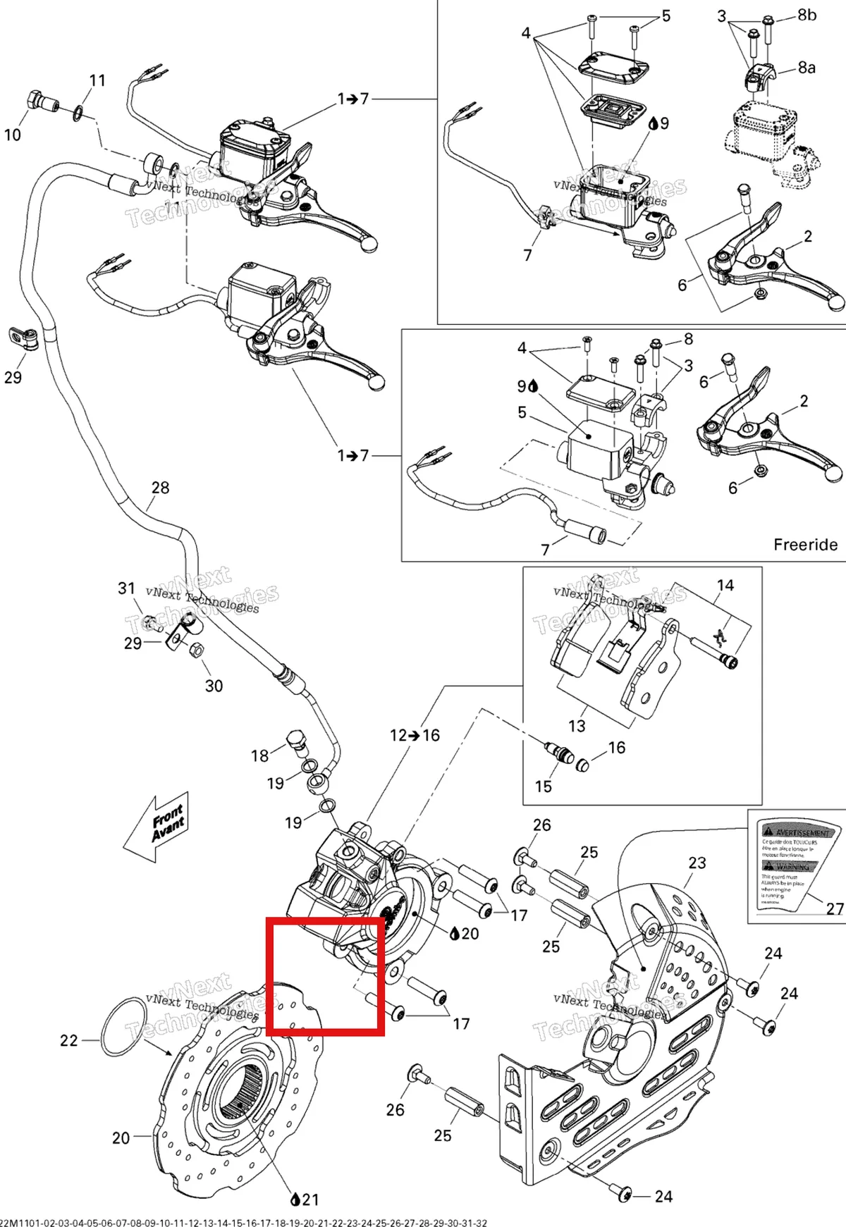 Деталь 507032516 (Шланг) на схеме узла 2011 Ski-Doo GSX LE 600HO ETEC XP Hydraulic Brakes