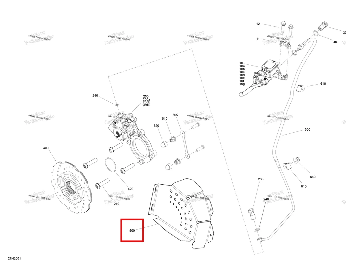 Деталь 507032537 (Протектор Диск) на схеме узла 2020 Ski-Doo SKANDIC WT 600HO E-TEC Brakes - System