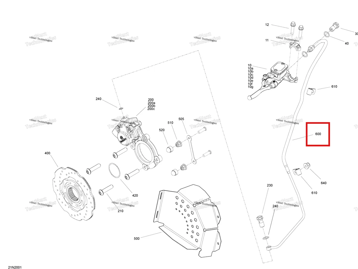 Деталь 507032548 (Шланг) на схеме узла 2020 Ski-Doo SKANDIC WT 600HO E-TEC Brakes - System
