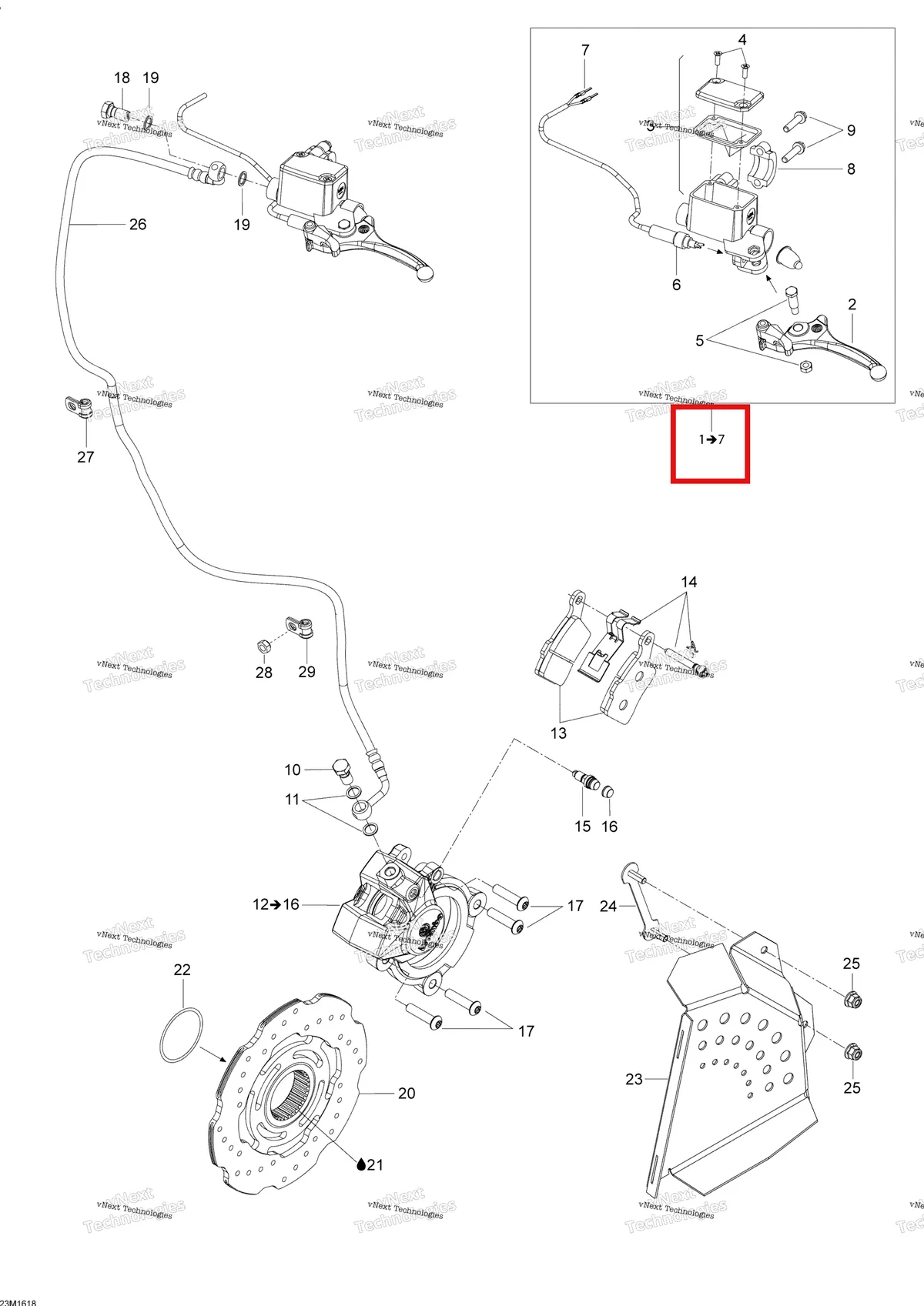 Деталь 507032584 на схеме узла 2016 Ski-Doo SKANDIC - 4-STROKE Hydraulic Brakes