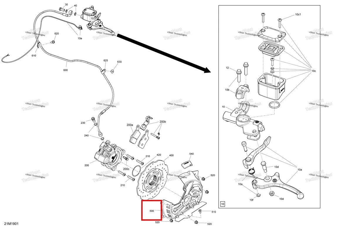 Деталь 507032590 на схеме узла 2019 Ski-Doo SUMMIT 600R E-TEC Brakes